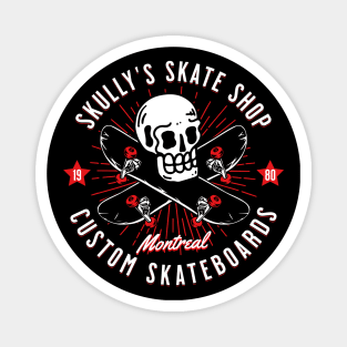 Skully's Skate Shop Vintage Skateboarding Skull Custom Board Magnet